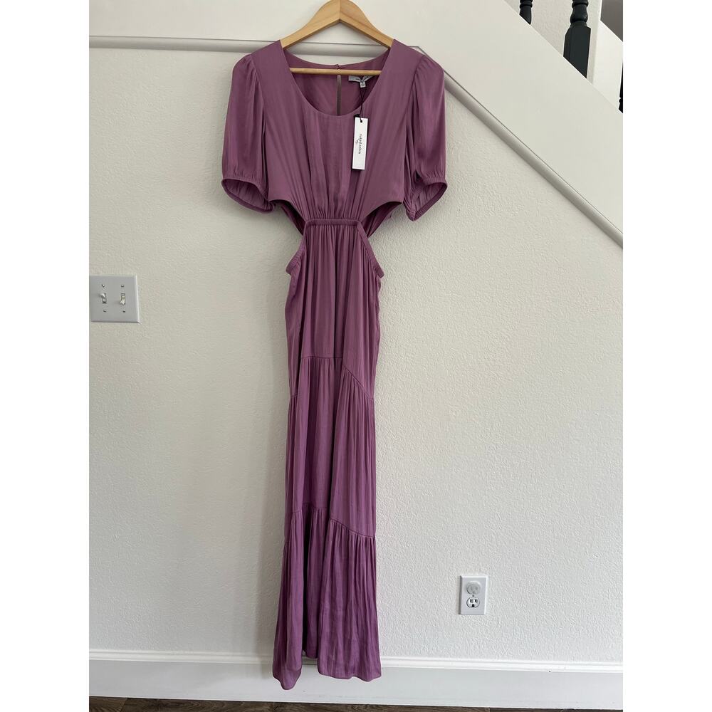 Naked Zebra Side Cut-Out Tiered Maxi Dress Purple Women Small NWT Boho Fairy